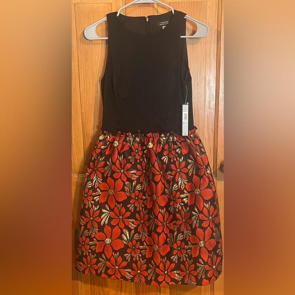 Floral Black and Red Dress